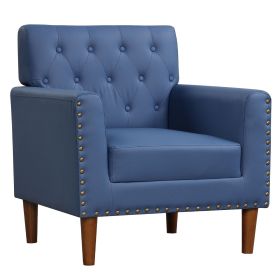Mid Century Modern Accent Chair with Button Tufted Decoration and Rivets (Color: Blue) Mid Century Modern Accent Chair with Button Tufted Decoration and Rivets (Color: Blue)