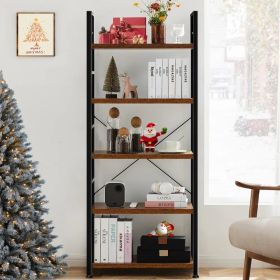 5 Tiers Bookshelf, Classically Modern Book Shelf, Book Rack, Storage Rack Shelves In Living Room&Home&Office (Option: RUST) 5 Tiers Bookshelf, Classically Modern Book Shelf, Book Rack, Storage Rack Shelves In Living Room&Home&Office (Option: RUST)